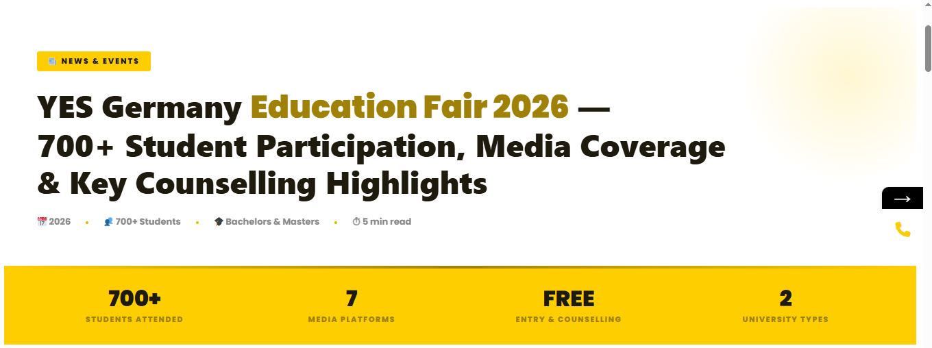 YES Germany Education Fair 2026 — 700+ Student Participation article cover
