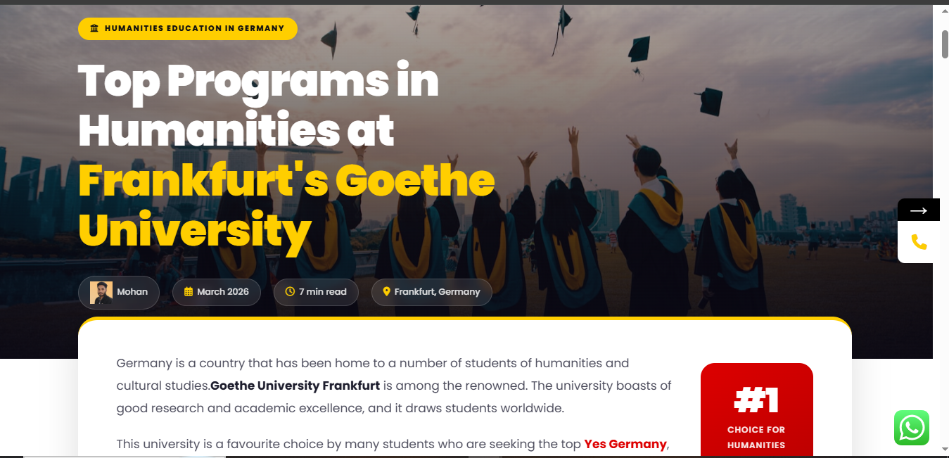 Top Programs in Humanities at Frankfurt's Goethe University — article cover